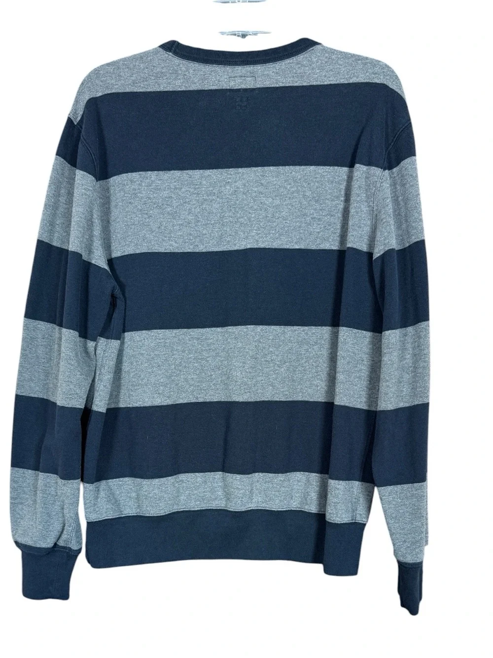 J.Crew Vintage Fleece Rugby Stripe Crewneck Sweatshirt Navy Gray Men’s L